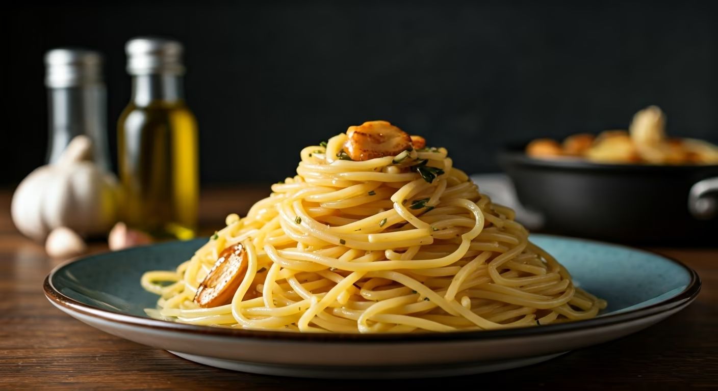 Garlic and Olive Oil Spaghetti recipe - delicious easy difficulty 