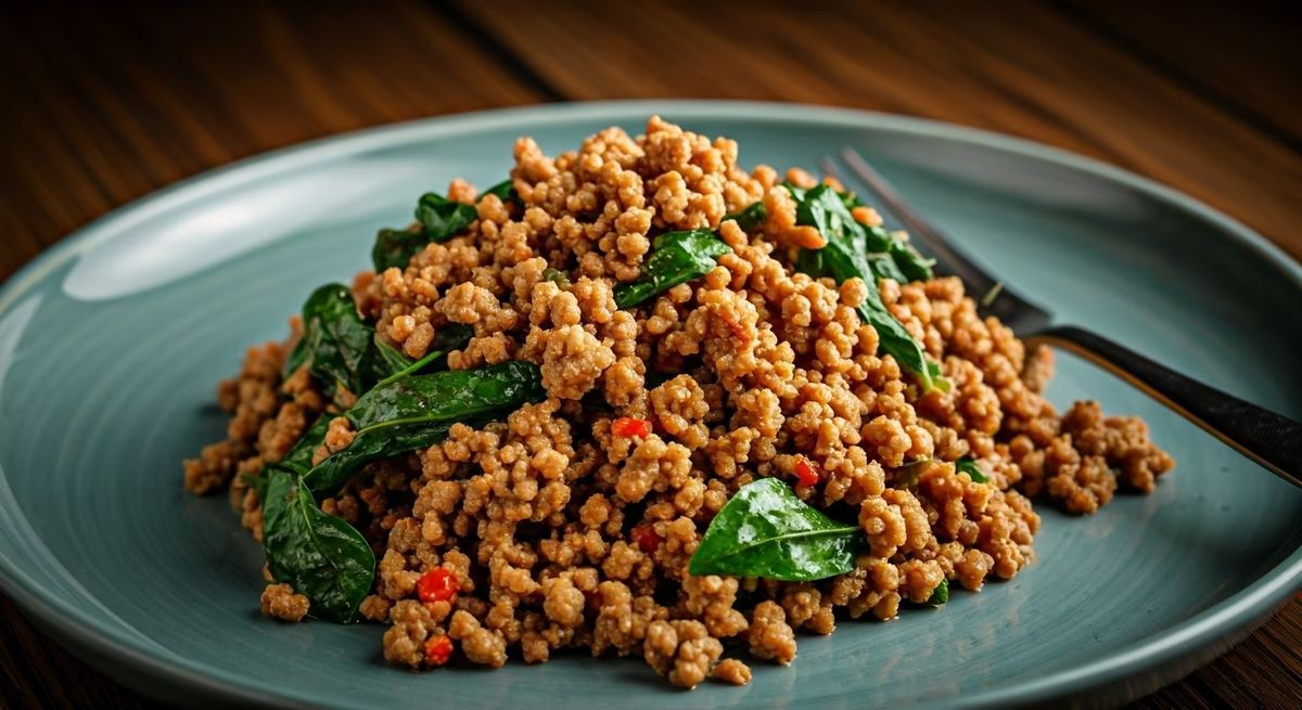 Thai Basil Stir-Fried Ground Pork recipe - Thai medium difficulty dish