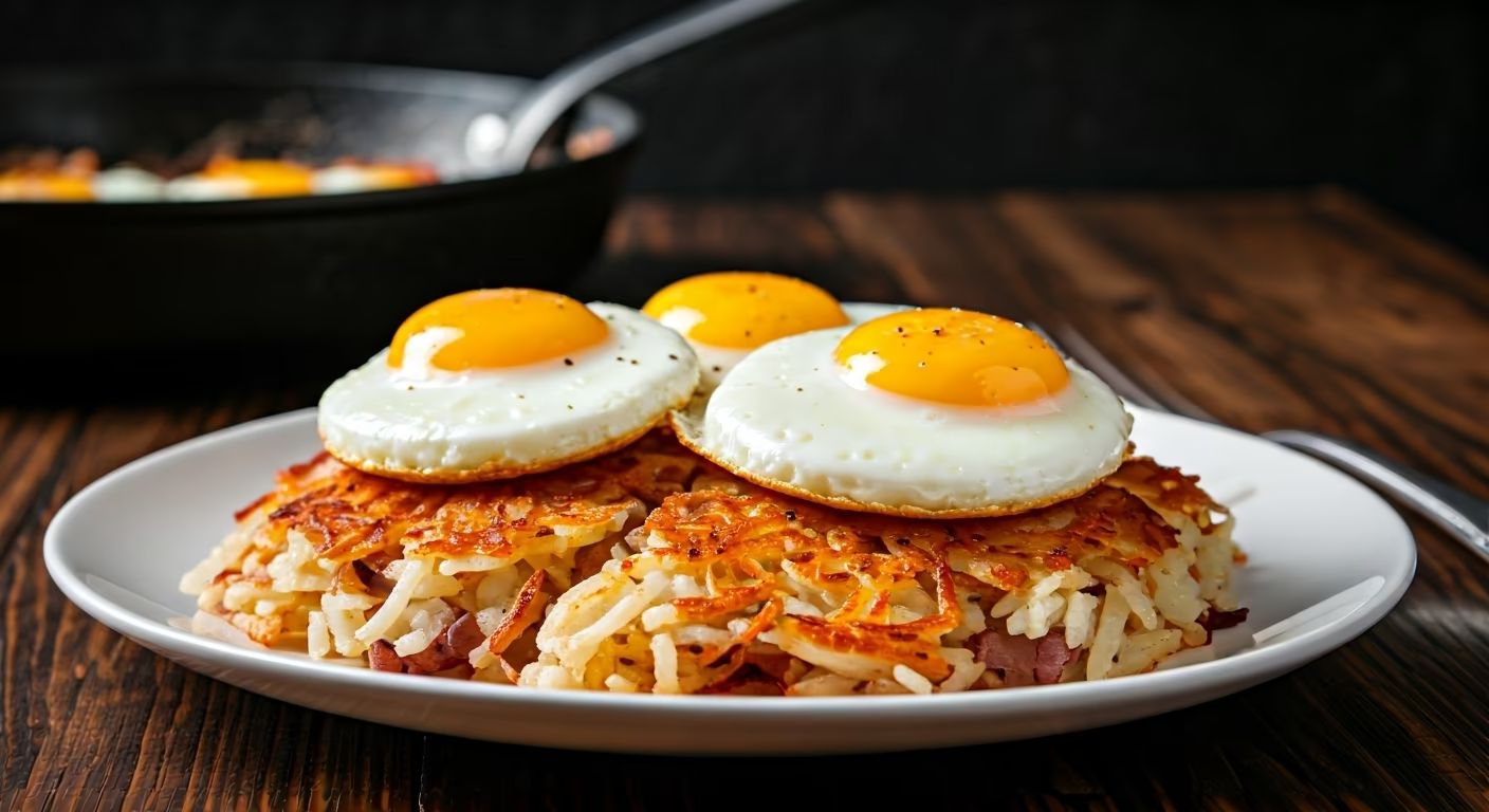 Diner-style Hash Browns and Eggs recipe - American medium difficulty in Comfort Food, Brunch, Breakfast category