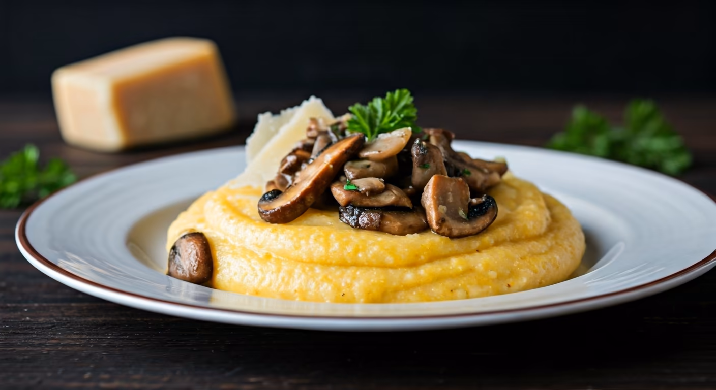 Savory Mushroom Polenta recipe - Italian medium difficulty in Vegetarian, Comfort Food category