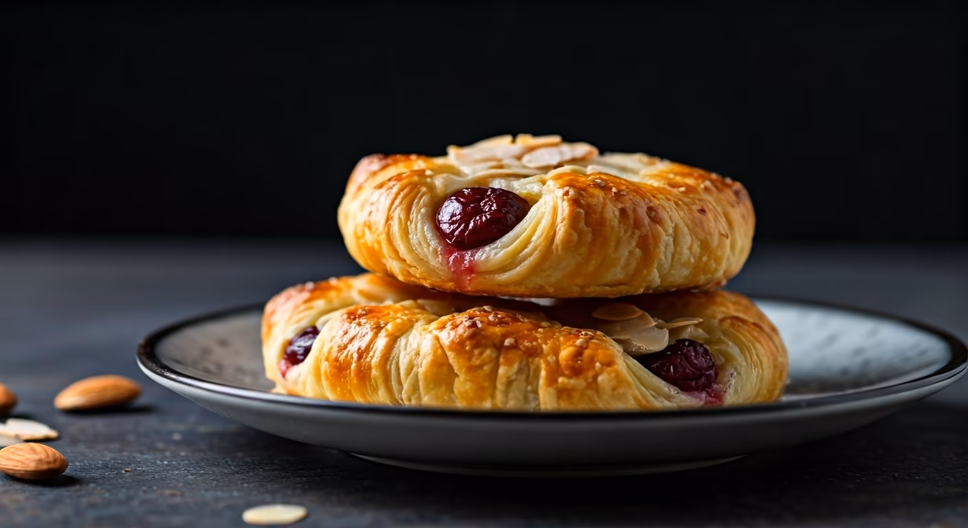 Cherry Almond Puff Pastry Bites recipe - French medium difficulty in Desserts, Baking, Appetizers category