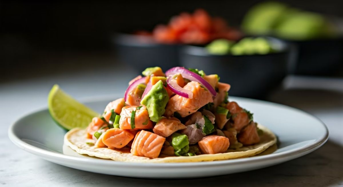 Zesty Salmon Ceviche Tacos recipe - Mexican easy difficulty dish