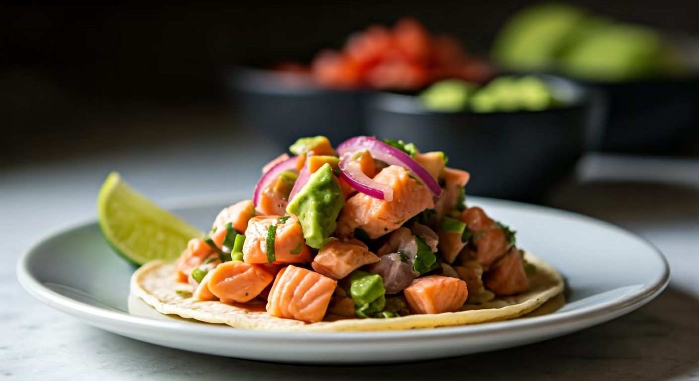 Zesty Salmon Ceviche Tacos Recipe @ TotallyChefs