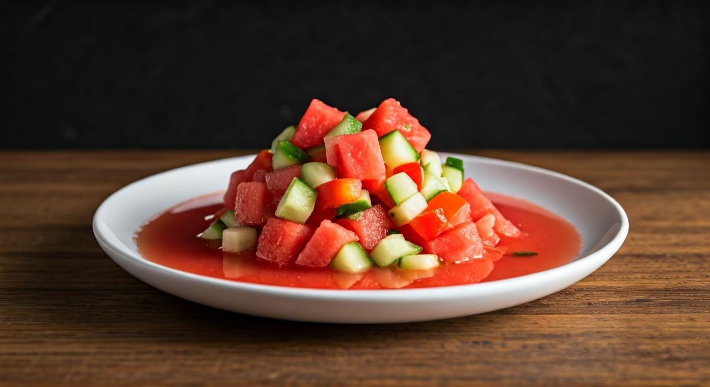 Chilled Watermelon Gazpacho recipe - delicious easy difficulty in Healthy Meals, Appetizers, Frozen Treats category