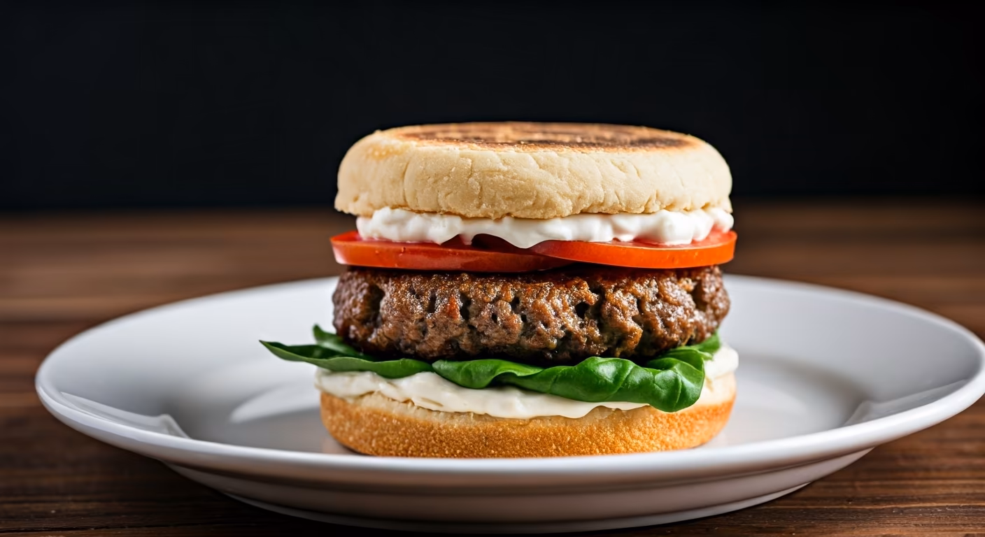 Basil Burger on English Muffin recipe - American medium difficulty in Main Dishes, Comfort Food category