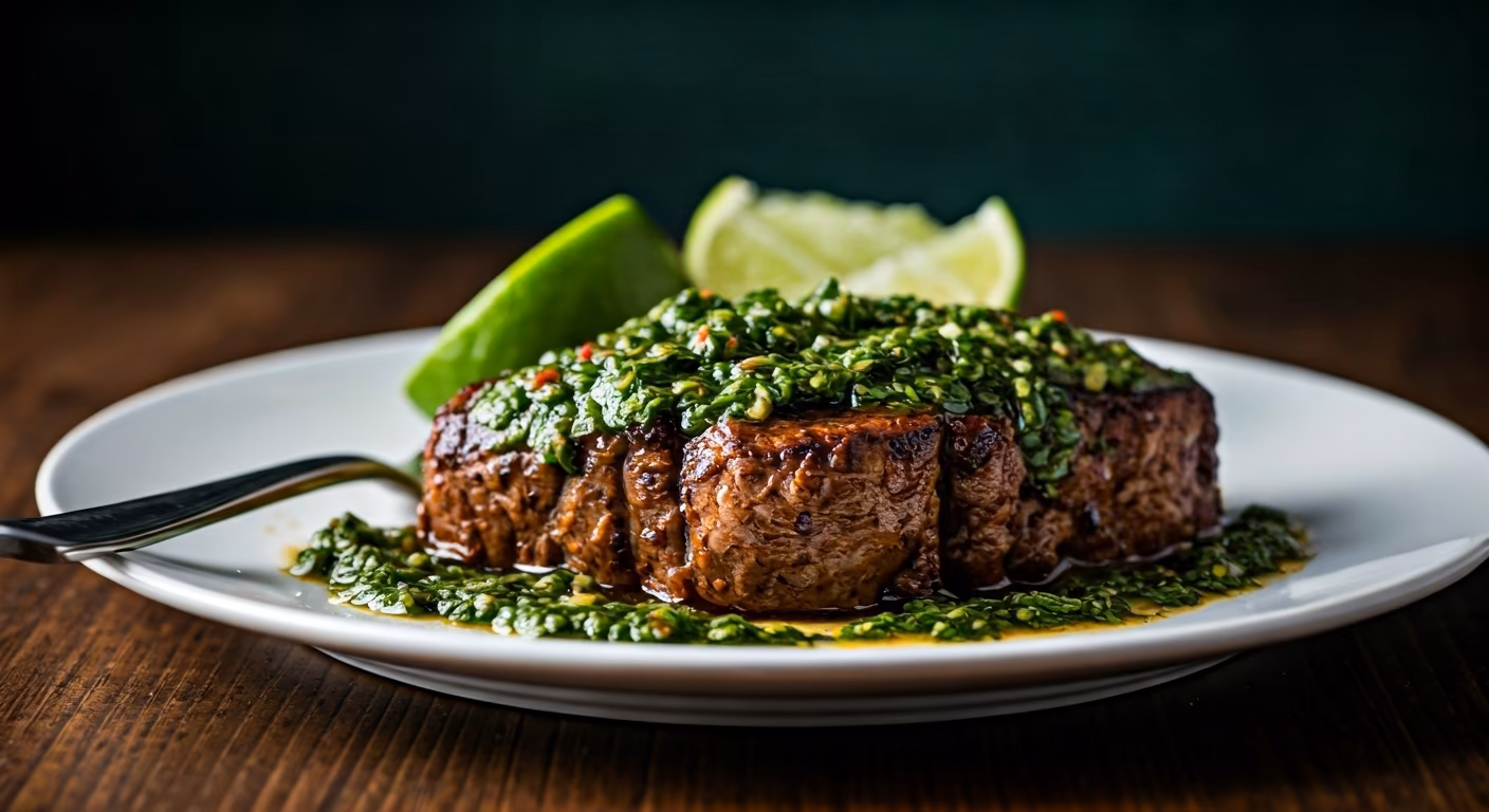 Chili-Lime Bison Steak with Chimichurri Sauce recipe - Other medium difficulty in Main Dishes, Grilling, High Protein category