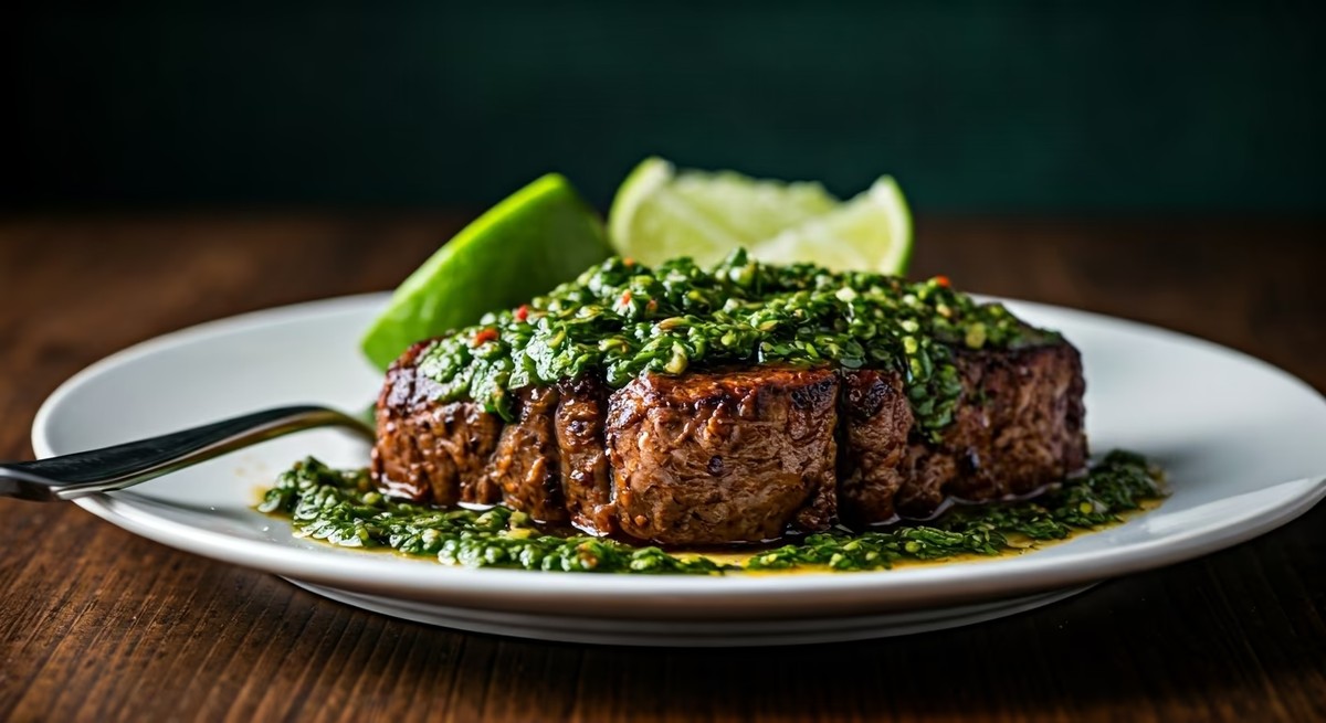 Chili-Lime Bison Steak with Chimichurri Sauce Recipe @ TotallyChefs