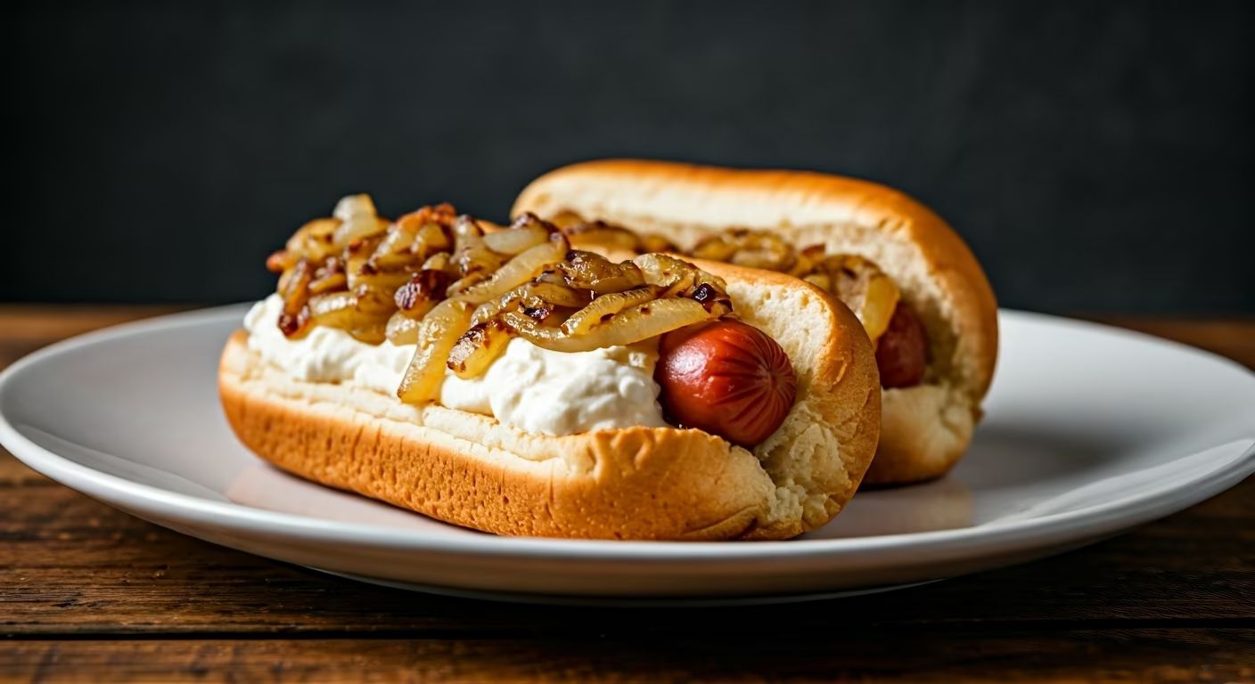 Seattle Style Hot Dogs with Cream Cheese and Grilled Onions recipe - American easy difficulty in Street Food, Main Dishes category