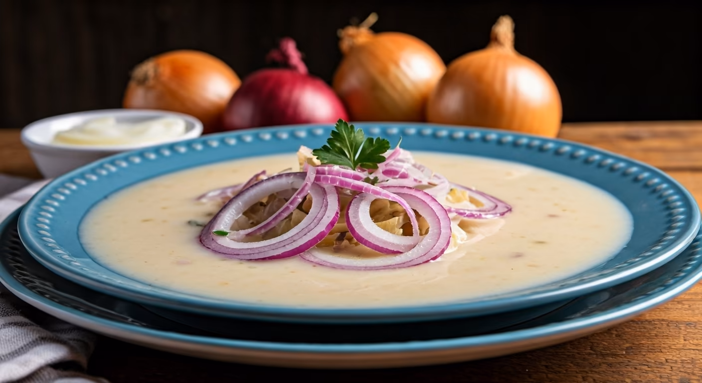Cream of Seven Onion Soup recipe - French medium difficulty in Vegetarian, Comfort Food category