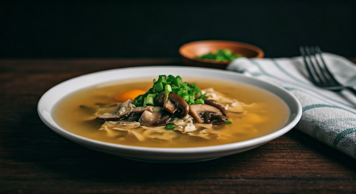 Savory Mushroom Egg Drop Soup recipe - Asian easy difficulty dish