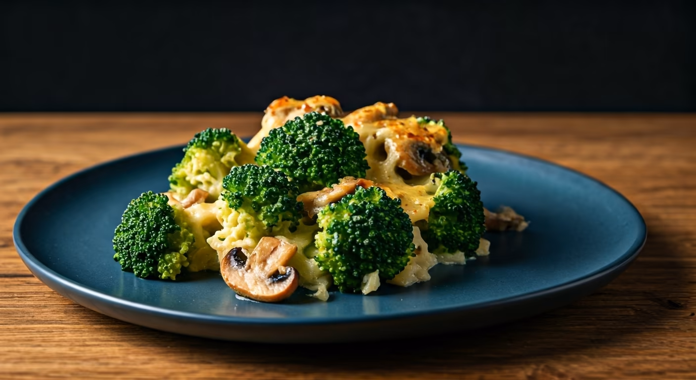 Broccoli and Mushroom Gratin recipe - French medium difficulty in Vegetarian, Comfort Food category