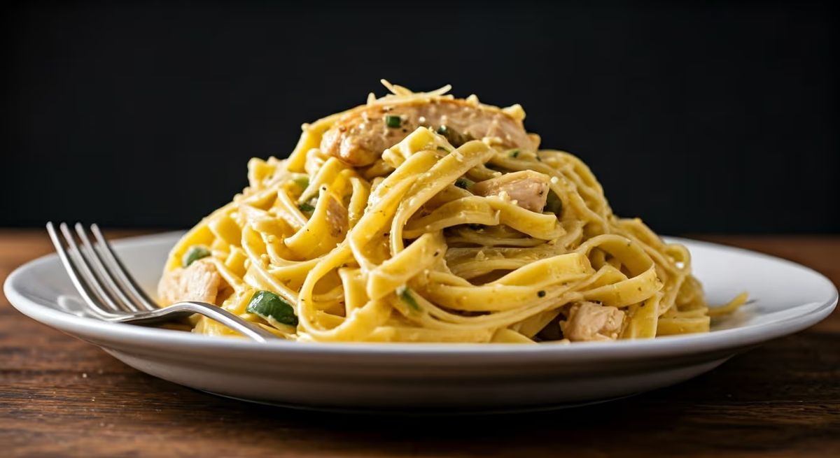 Garlic Chicken Pasta Primavera recipe - Italian medium difficulty dish