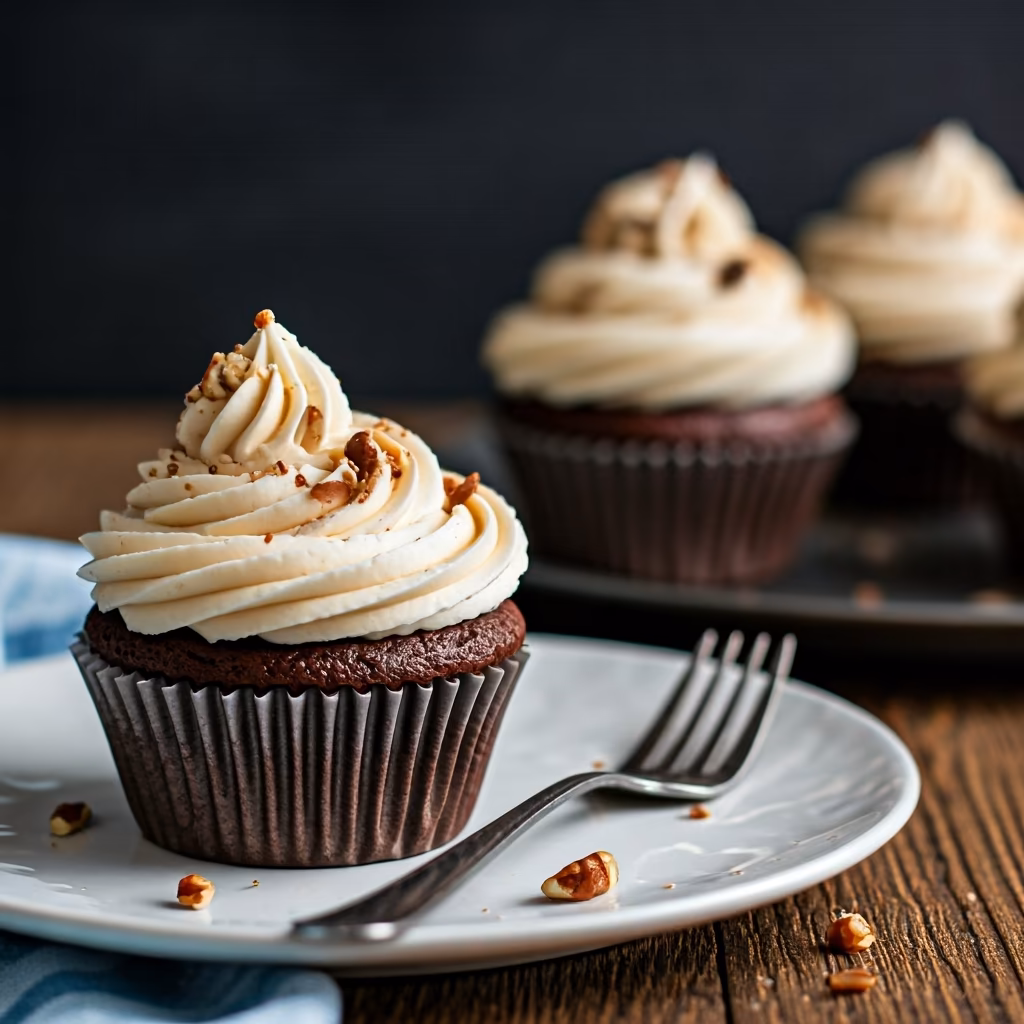 Chocolate Bourbon Chai Latte Cupcakes with Butter Pecan Frosting recipe - American medium difficulty in Holiday Sweets, Desserts, Baking category