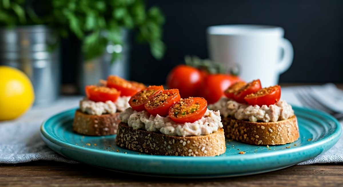 Tuna Toasts With Spice-Dusted Tomatoes recipe - Mediterranean easy difficulty dish