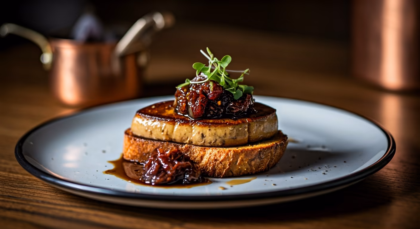 Seared Foie Gras with Fig Compote and Brioche Toast recipe - French hard difficulty in Appetizers, Dinner category