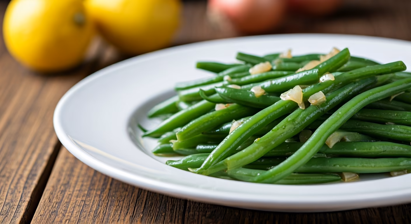 Green Beans with Lemon and Shallots recipe - Mediterranean easy difficulty in Vegetarian category