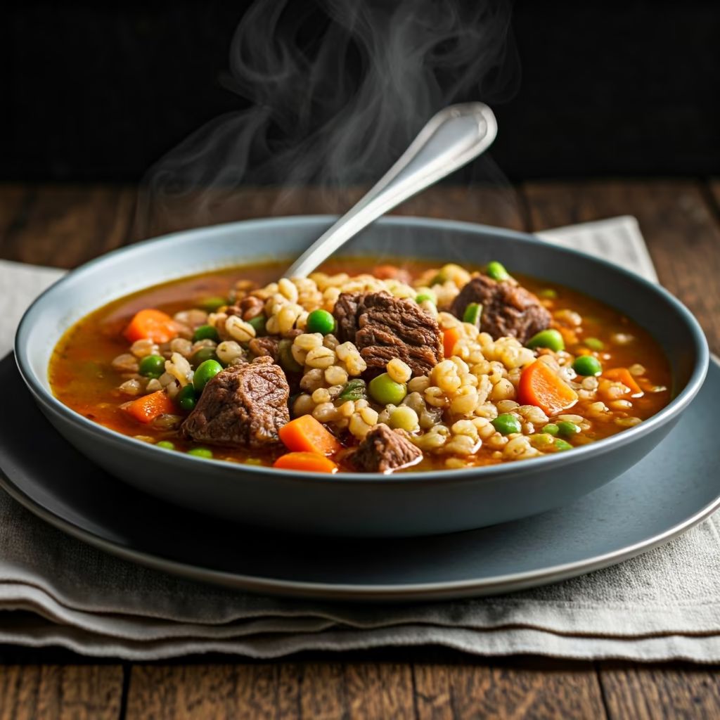 Beef Vegetable Barley Soup recipe - American medium difficulty dish