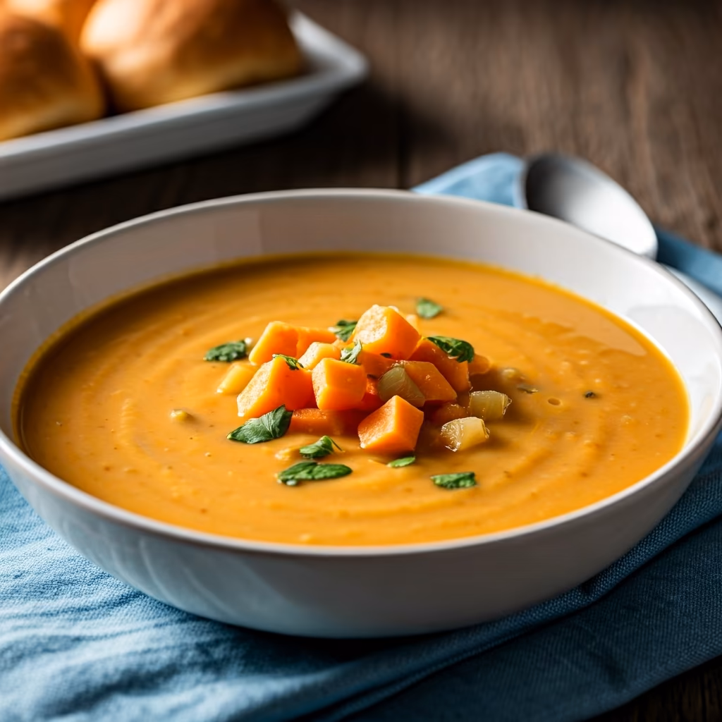 Creamy Sweet Potato Soup recipe - American easy difficulty in Soups, Comfort Food category