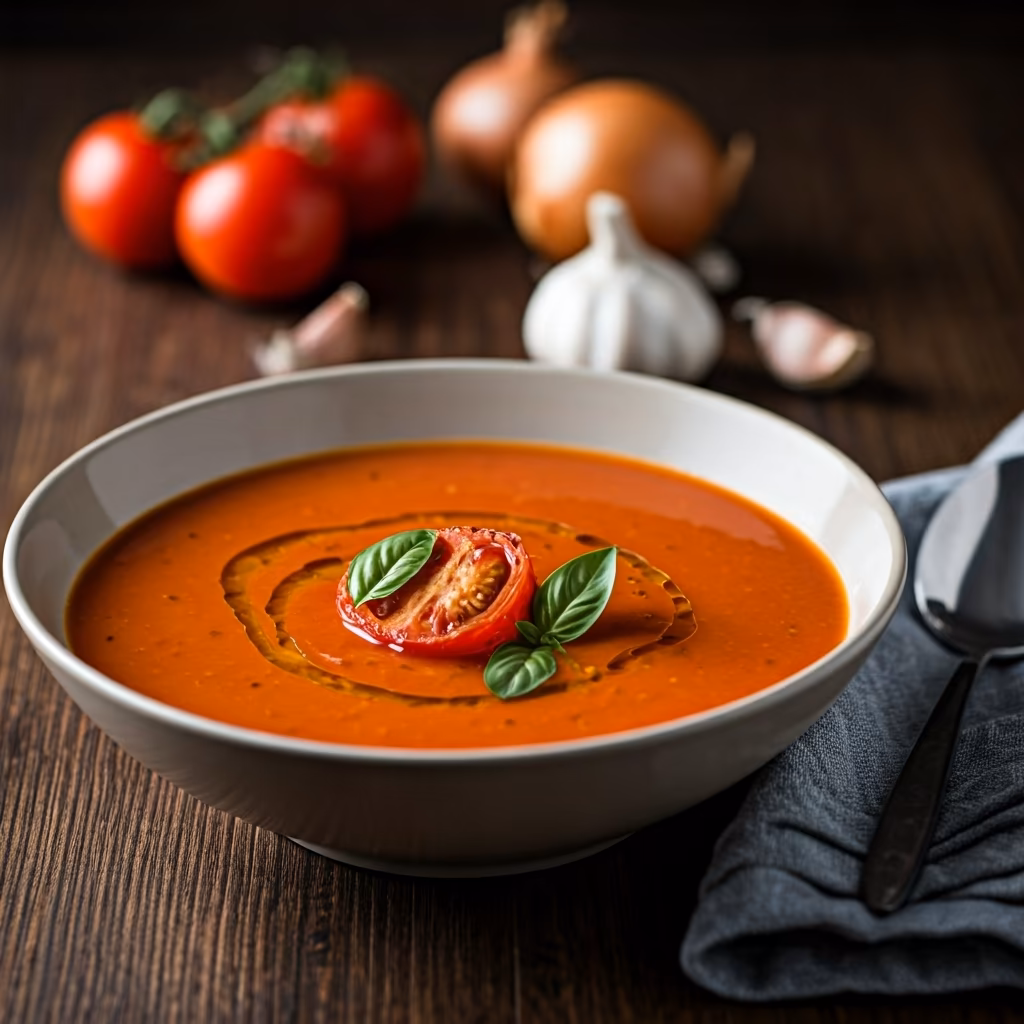 Roasted Tomato and Basil Soup recipe - Italian medium difficulty in Soups, Comfort Food category