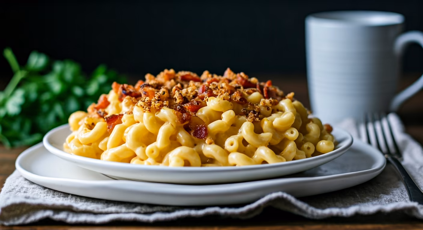 Loaded Mac n Cheese with Bacon recipe - American medium difficulty in Comfort Food, Cheese Dishes, Main Course category
