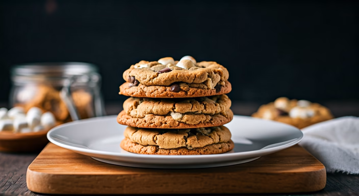 S'mores Cookies with Chocolate and Graham Crackers recipe - American easy difficulty in Desserts, Baking, Cookies category