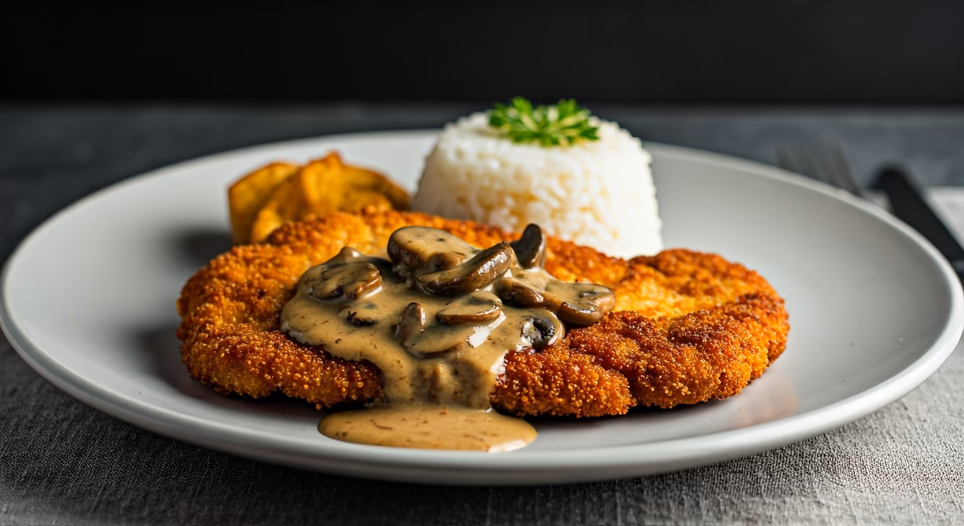 Jägerschnitzel: Schnitzel with Mushroom Gravy recipe - German medium difficulty in Comfort Food, Main Course category