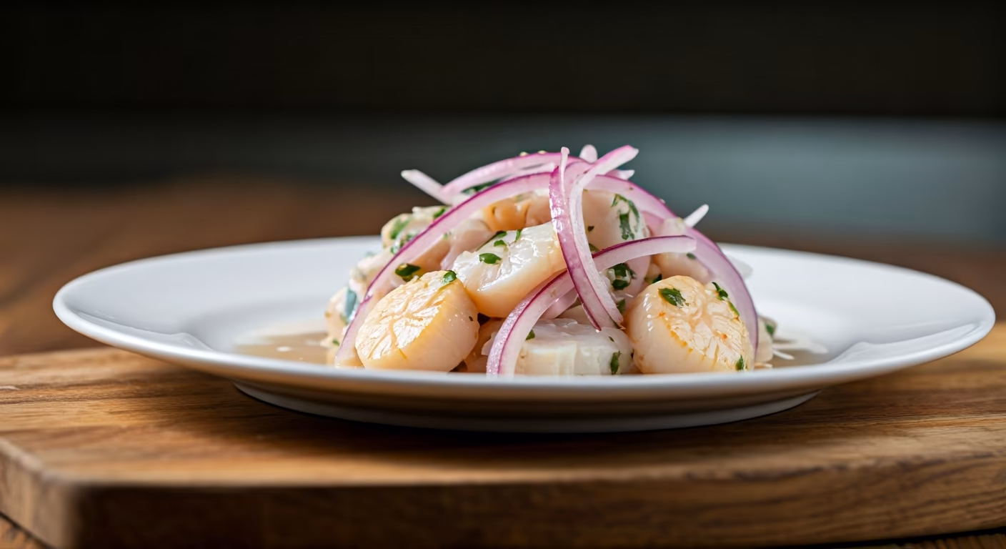 Peruvian Scallop Ceviche recipe - Peruvian medium difficulty in Appetizers, Seafood category