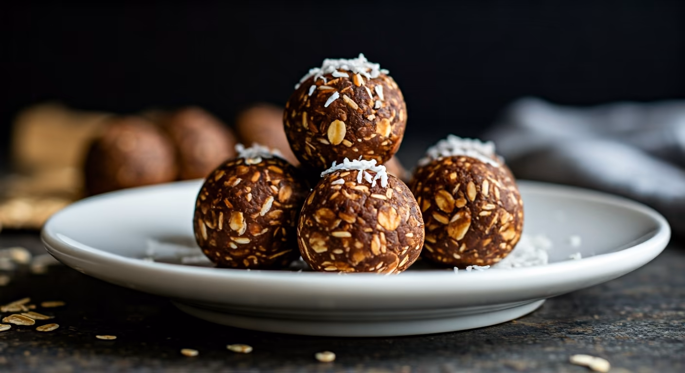 Coconut Chocolate Oatmeal Balls recipe - American easy difficulty in Snacks, Desserts category