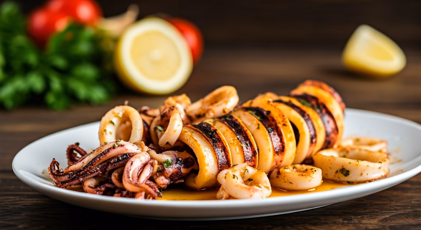 Spicy Grilled Calamari recipe - Mediterranean medium difficulty in Grilling, Appetizers, Seafood category