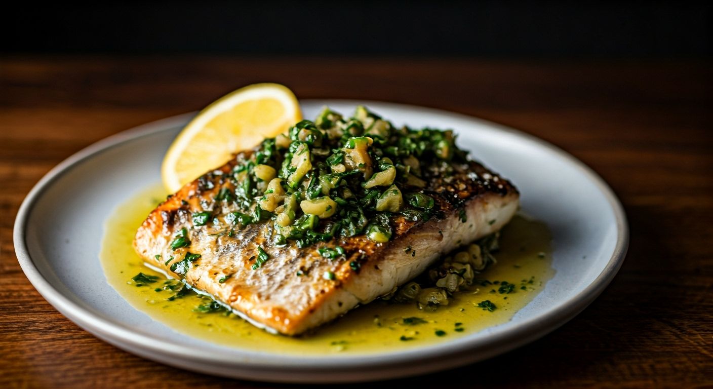 Ocean's Embrace: Grilled Barramundi with Citrus Herb Infusion recipe - Mediterranean fusion medium difficulty in Grilling, Seafood, Main Course category