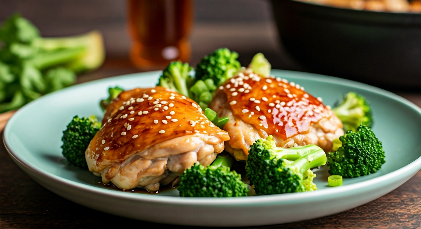 Sticky Ginger Soy Chicken with Broccoli recipe - Asian Fusion medium difficulty in Dinner, Main Course category