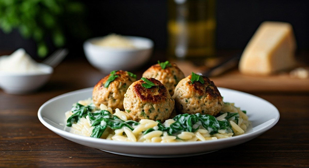 Lemon Herb Turkey Meatballs with Spinach Quinoa Recipe @ TotallyChefs