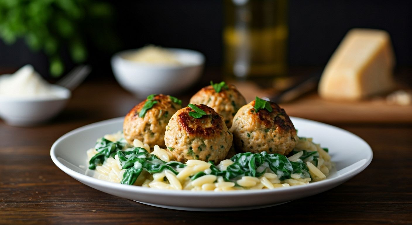 Lemon Herb Turkey Meatballs with Spinach Quinoa recipe - Mediterranean medium difficulty in Healthy Meals, Main Course category