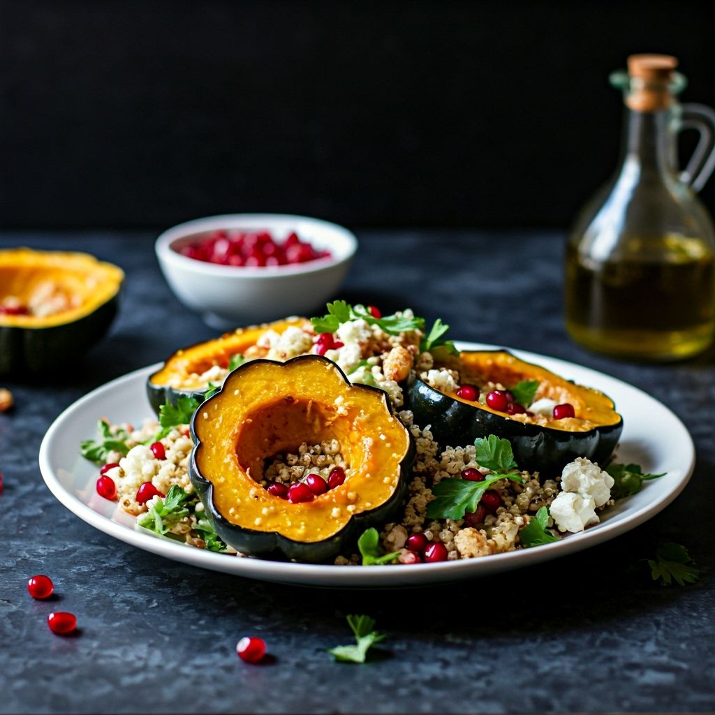 Roasted Acorn Squash Salad with Tahini Dressing recipe - Mediterranean medium difficulty in Vegan, Salads, Healthy Meals category
