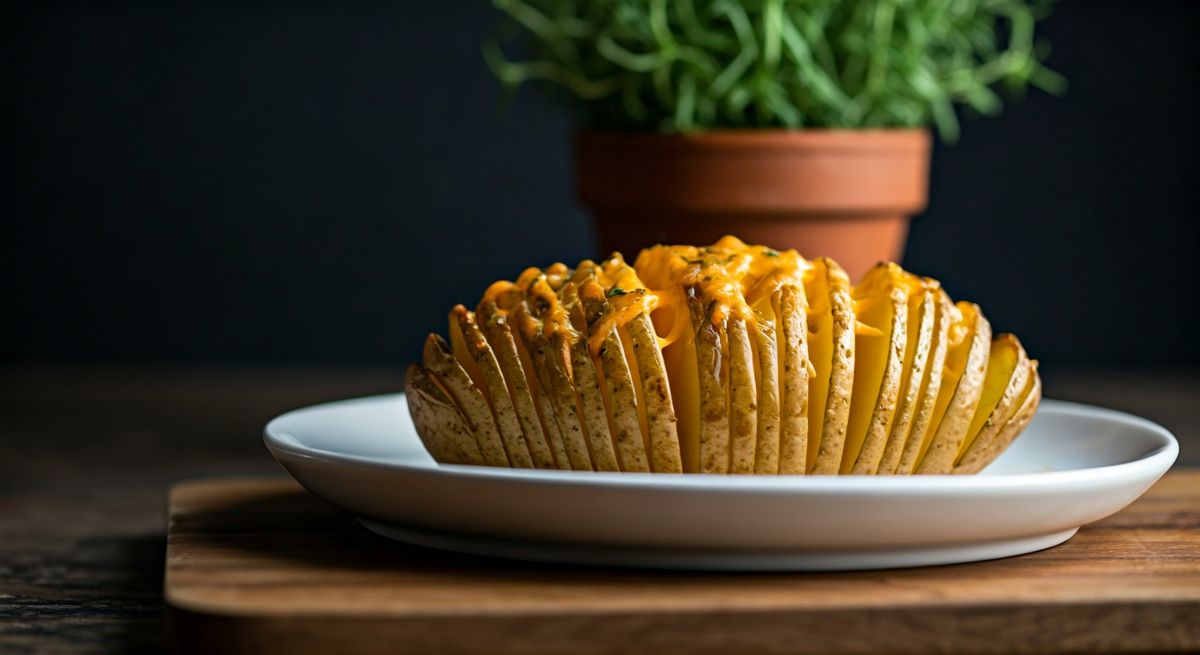 Cheesy Hasselback Potato Gratin recipe - American Comfort Food medium difficulty dish