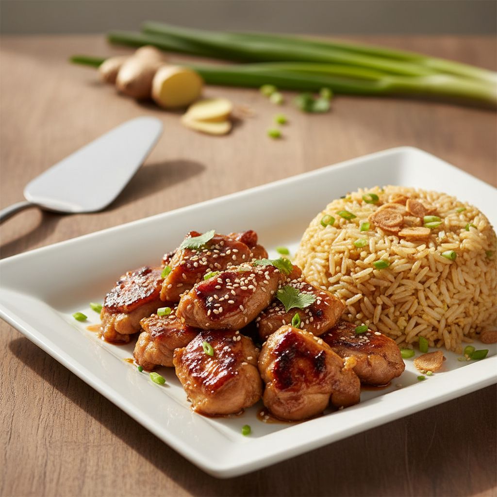 Hibachi Chicken Thighs with Garlic Fried Rice recipe - Japanese-Inspired medium difficulty dish